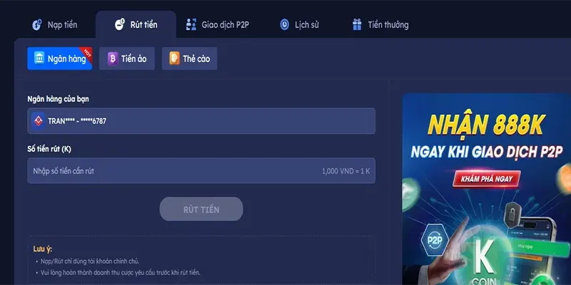 Rút thưởng ngay trên website theo quy trình đơn giản